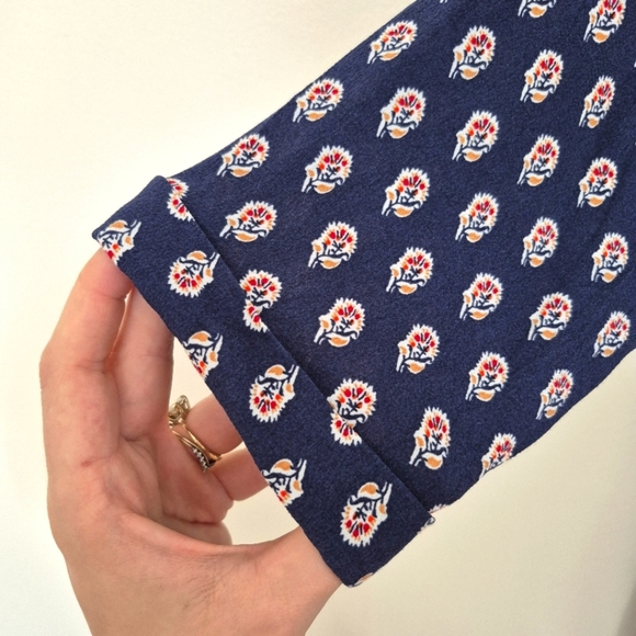 🍁Garnet Hill Navy Blue Floral Midi Dress – Size 12 - Picture 6 of 7